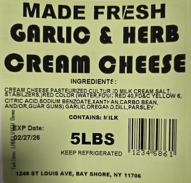 Recalled Garlic & Herb Cream Cheese